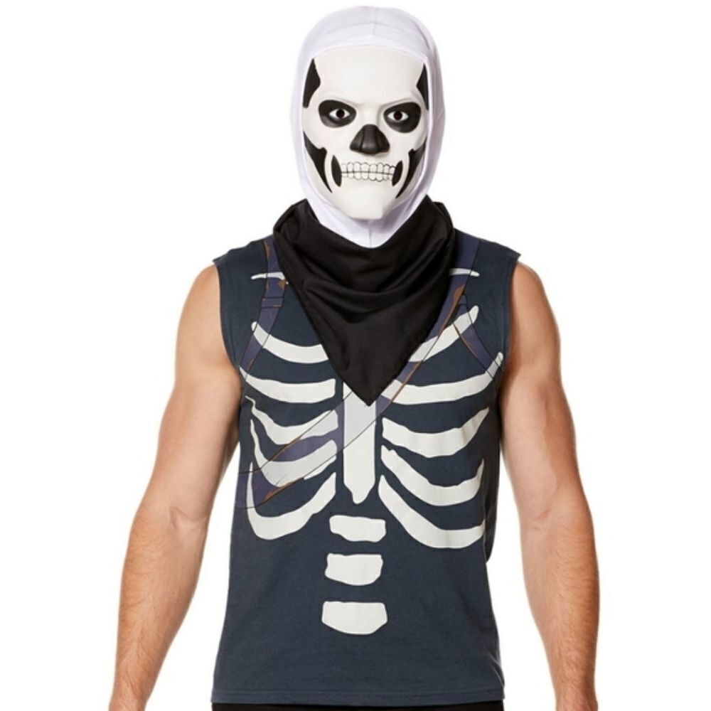 FORTNITE t-shirt gray skull trooper sleeveless cotton‎ tee shirt adult teen S